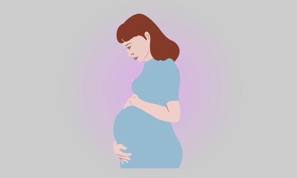 Pregnant Girl Vector Illustration. Catching the belly,waiting to admire the baby.