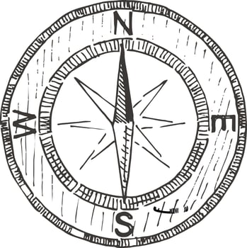 Compass icon vector sketch sign symbols logo illustration isolated. Concept design art for business, travel, tourism, science, direction
