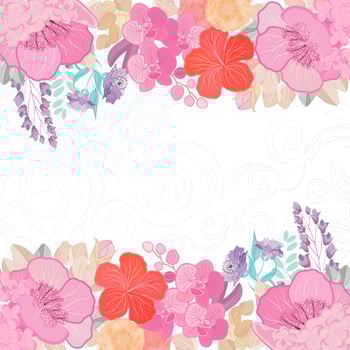 Watercolor colors flower background. Spring nature design with floral branches. Abstract illustration vector card.