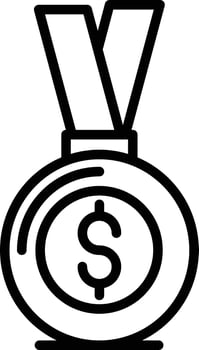 Money Gold Medal Line Icon vector