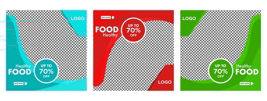 Social Media Post for Food Promotion offer posters, Banners Healthy Food Social Media Posts. Food social media web banner design template, food social media vector