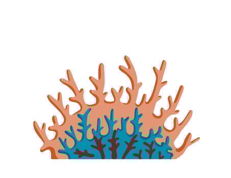 Corals on reef. Underwater plants. Exotic tropical undersea. Flat cartoon illustration vector