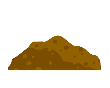 Pile of earth. Brown mound. Land and soil for farming. Flat cartoon isolated on white vector
