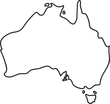 Doodle freehand outline sketch of Australia map. png