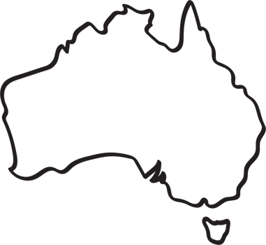 Doodle freehand outline sketch of Australia map. png