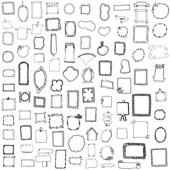 Set of doodle lines hand drawn frames vector illustration