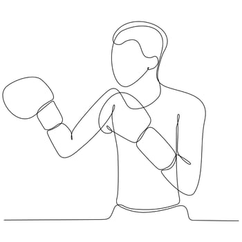 continuous line drawing of boxing athlete male vector illustration
