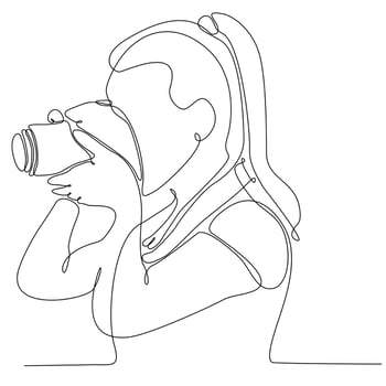 continuous line female photographer photo vector illustration