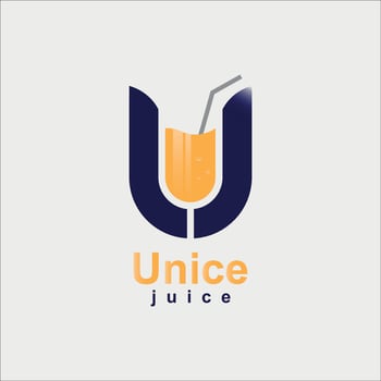juice drink logo design concept with letter u vector