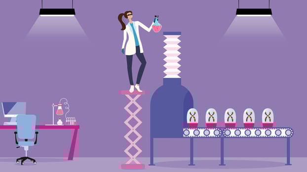 Science and innovation factory background vector