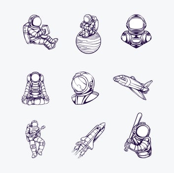 Minimalist Tattoo With Astronaut Theme vector