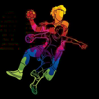 Graffiti Group of Handball Players Male and Female Action vector