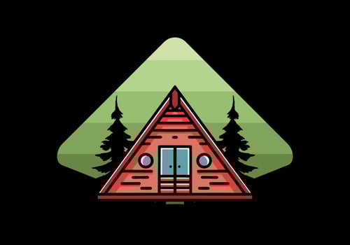 Triangle wood cabin illustration design vector