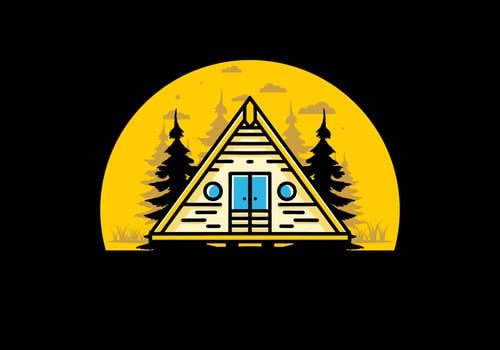 Triangle wood cabin illustration design vector