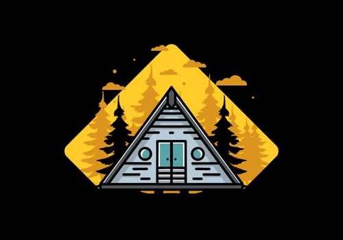 Triangle wood cabin illustration design vector