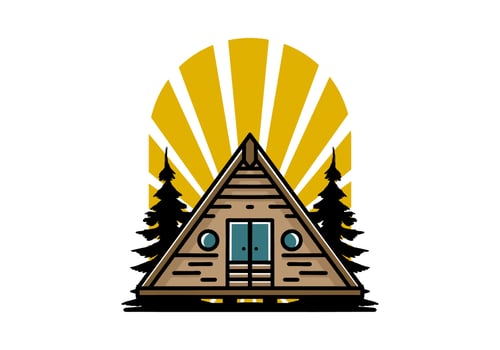 Triangle wood cabin illustration design vector