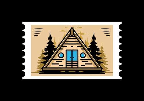 Triangle wood cabin illustration design vector