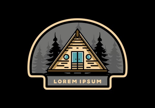 Triangle wood cabin illustration design vector