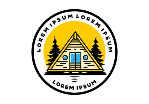 Triangle wood cabin illustration design vector