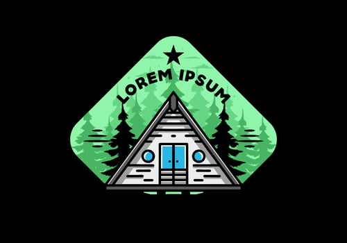 Triangle wood cabin illustration design vector