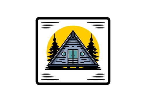 Triangle wood cabin illustration design vector
