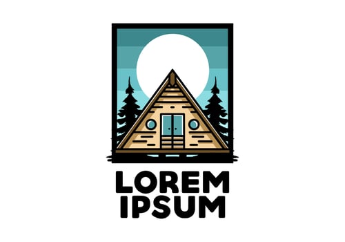 Triangle wood cabin illustration design vector