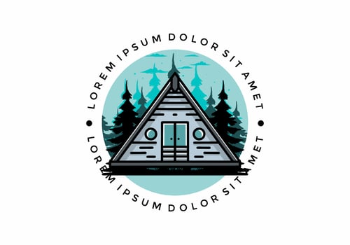 Triangle wood cabin illustration design vector