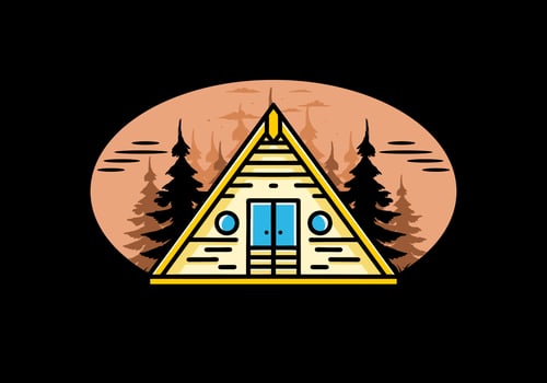 Triangle wood cabin illustration design vector