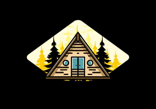 Triangle wood cabin illustration design vector