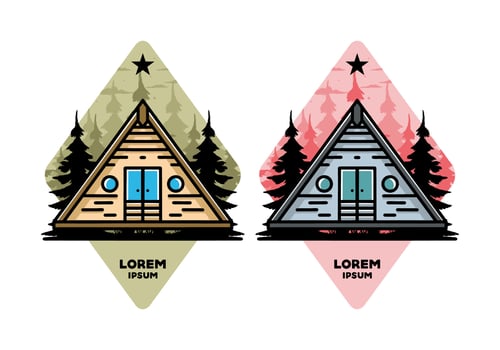 Triangle wood cabin illustration design vector