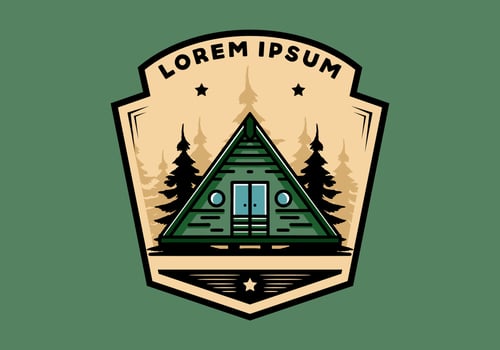 Triangle wood cabin illustration design vector