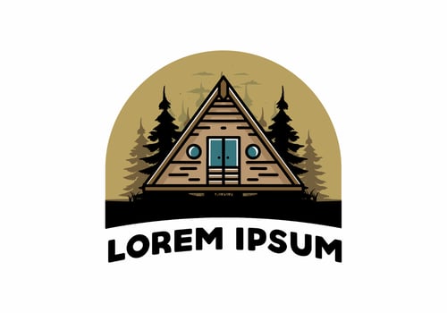 Triangle wood cabin illustration design vector