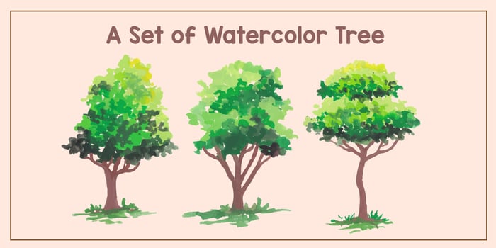 a set of watercolor tree illustration vector