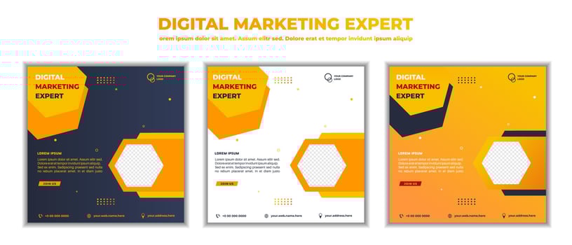 Digital marketing business webinar social media post. vector illustration and text