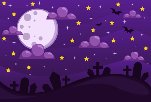 happy halloween background design in purple color for covers, banners and more. vector