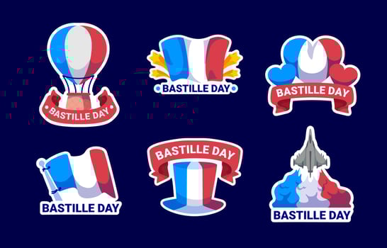 Bastille Day Sticker Set vector