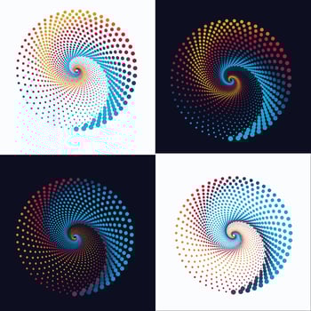 Abstract white tiny triangles in circle form. Geometric art vector