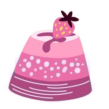 Strawberry dessert. Panakota. Berry dessert. Perfect for restaurant, bar, menus and web. Vector cartoon illustration isolated on the white background.
