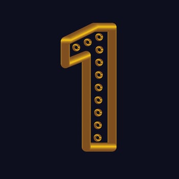 Gold 3d numbers. Symbol set. Vector illustration