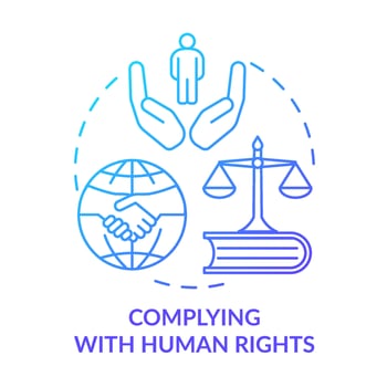 Complying with human rights blue gradient concept icon. Military conflicts prevention solution abstract idea thin line illustration. Isolated outline drawing. vector