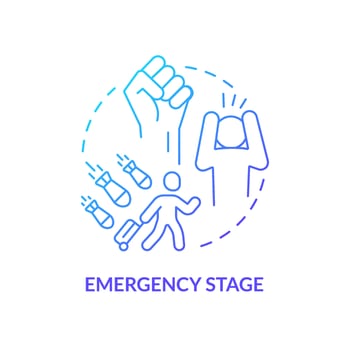 Emergency stage blue gradient concept icon. Deal with traumatic experience. PTSD treatment abstract idea thin line illustration. Isolated outline drawing. vector
