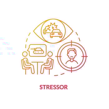 Stressor red gradient concept icon. Witness of traumatic event. Painful experience. Criteria for PTSD abstract idea thin line illustration. Isolated outline drawing. vector