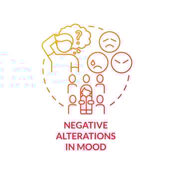 Negative alterations in mood red gradient concept icon. Dissociative amnesia. Criteria for PTSD abstract idea thin line illustration. Isolated outline drawing. vector