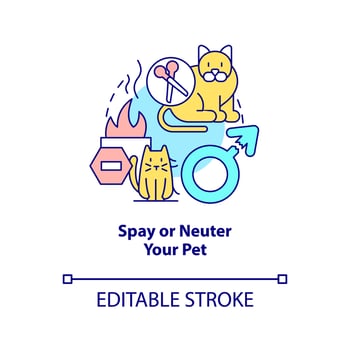 Spay and neuter pet concept icon. Pet ownership abstract idea thin line illustration. Prevent negative health outcomes. Isolated outline drawing. Editable stroke. vector