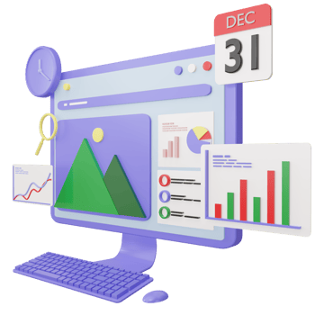 3d computer desktop screen with SEO. Search engine optimization concept png