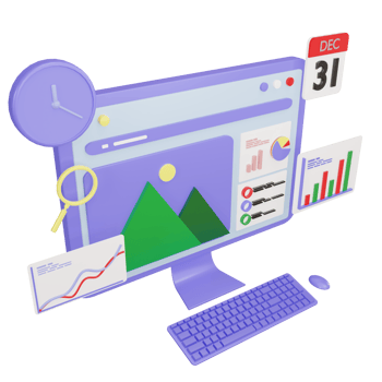 3d computer desktop screen with SEO. Search engine optimization concept png