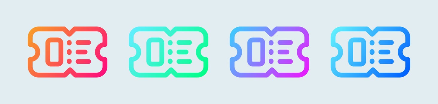 Ticket line icon in gradient colors. Coupon signs vector illustration.