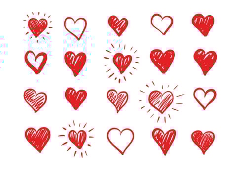Heart shapes set Hand-drawn vector. vector