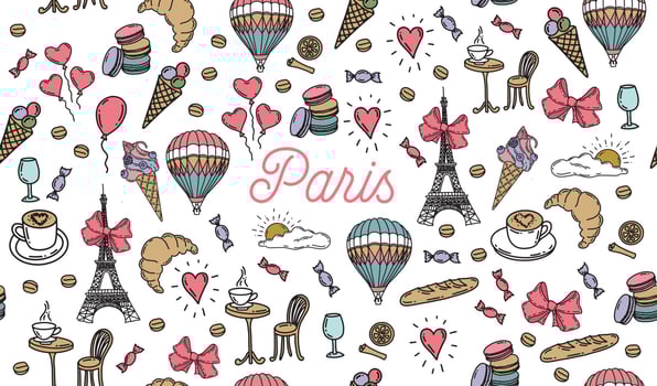 French icons, Paris sketch illustration. Vector. vector
