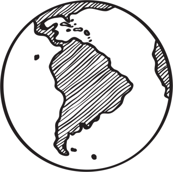 Freehand drawing world map sketch on globe. png